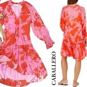 Caballero Women's Pink and Orange Floral Dress Sz S
